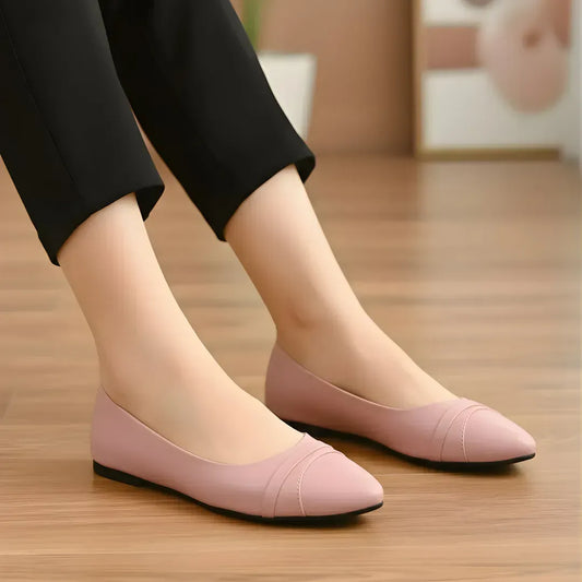 Pink Flat Heels for Women, Elegant Slip-On Design