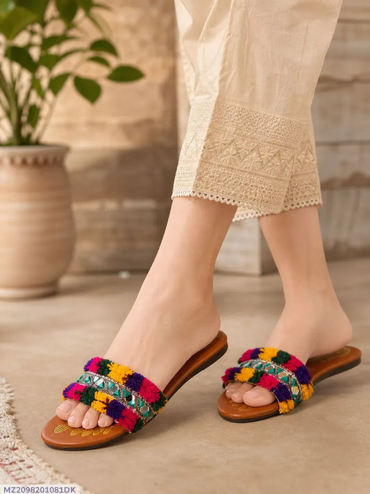 Women's Multicolor Cork Formal Slides Size 36-41