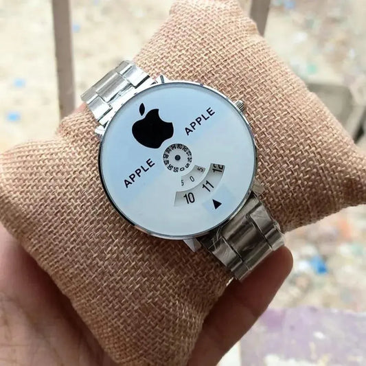 Classic Apple Logo Kids Watches Black White Steel Band