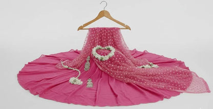 Pink Embroidered Silk 3 Pcs Maxi Suit Set