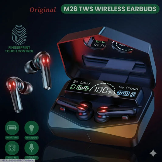 M28 Wireless Earbuds Black Bluetooth 5.3 with LED Display