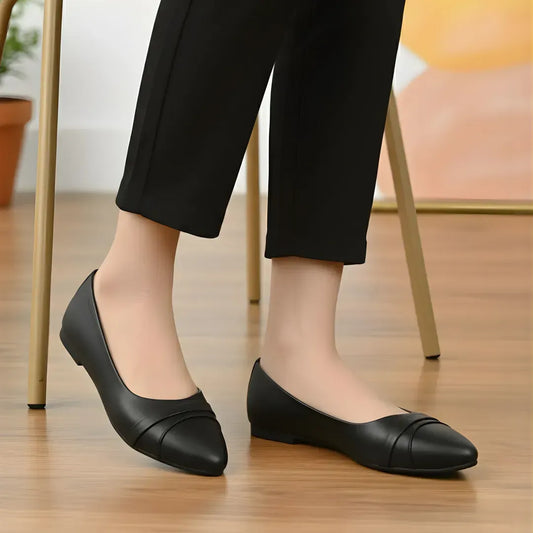Black Women's Flat Heels for Office Wear