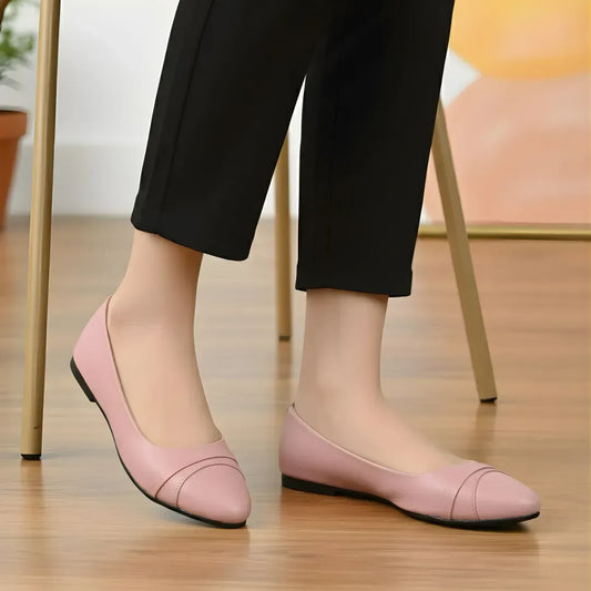 Pink Flat Heels for Women, Elegant Slip-On Design