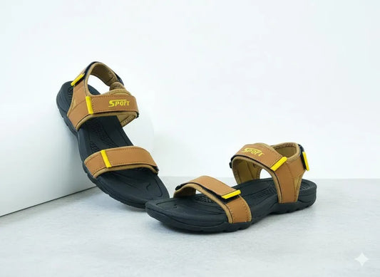 Men's Mustard Fabric Fancy Sandals Casual Formal Strap Sandals