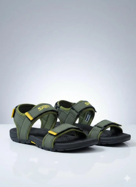 Men's Green Fabric Fancy Sandals Casual Formal All Season