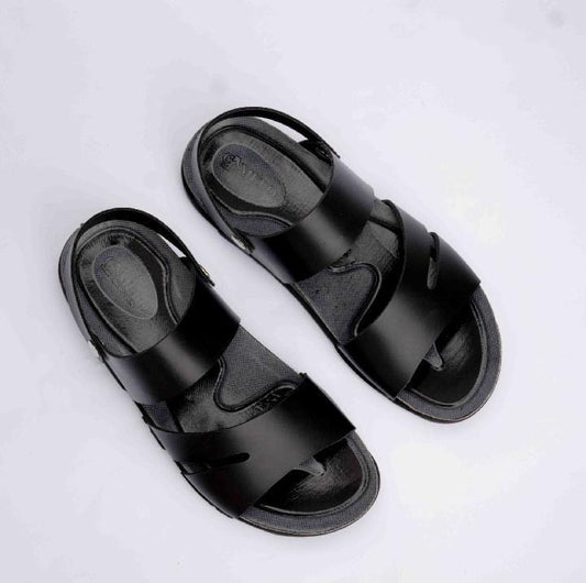 Men's Black Synthetic Leather Sandals Size 6-11