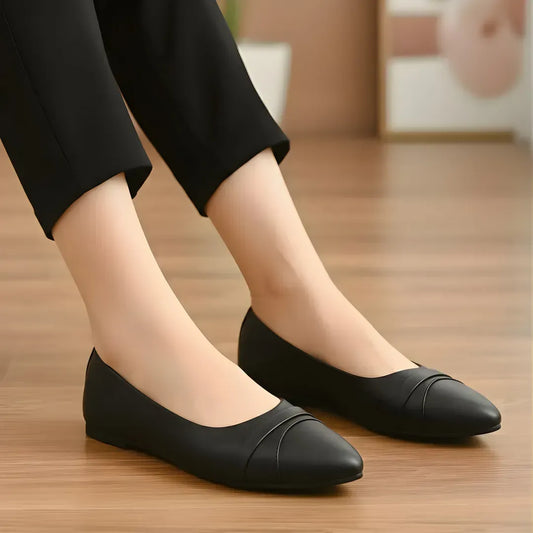 Black Women's Flat Heels for Office Wear