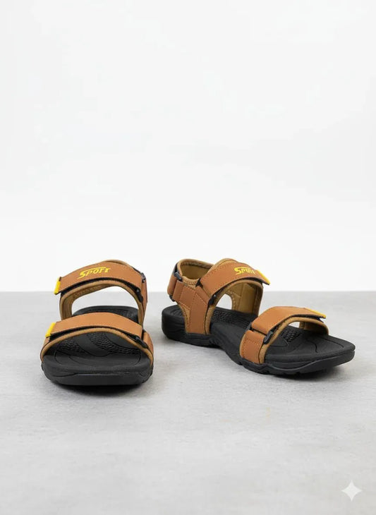 Men's Mustard Fabric Fancy Sandals Casual Formal Strap Sandals