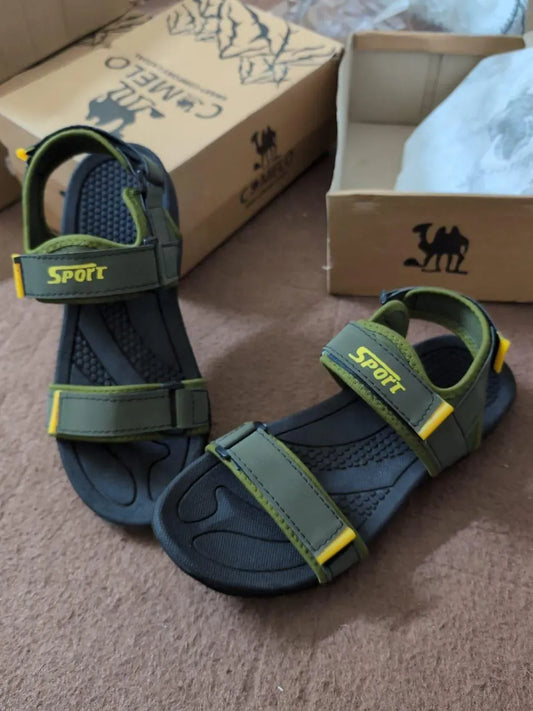 Men's Green Fabric Fancy Sandals Casual Formal All Season