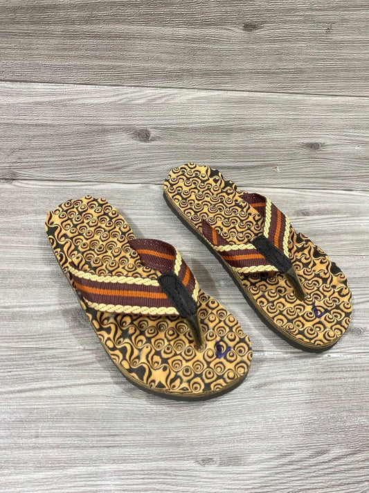Men's Printed Memory Foam Flip Flops Brown 40-43
