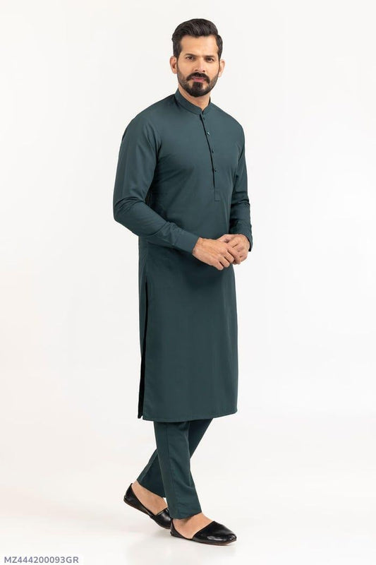 Green Wash & Wear Suit for Men Winter Eid Formal Wear