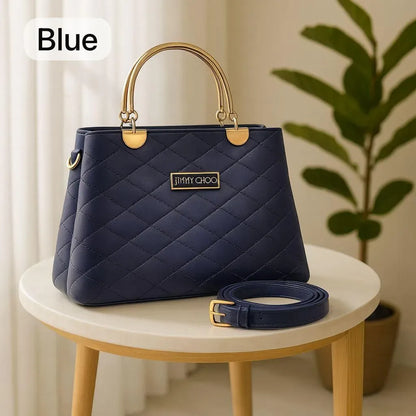 Maroon Quilted Handbag with Detachable Strap for Women